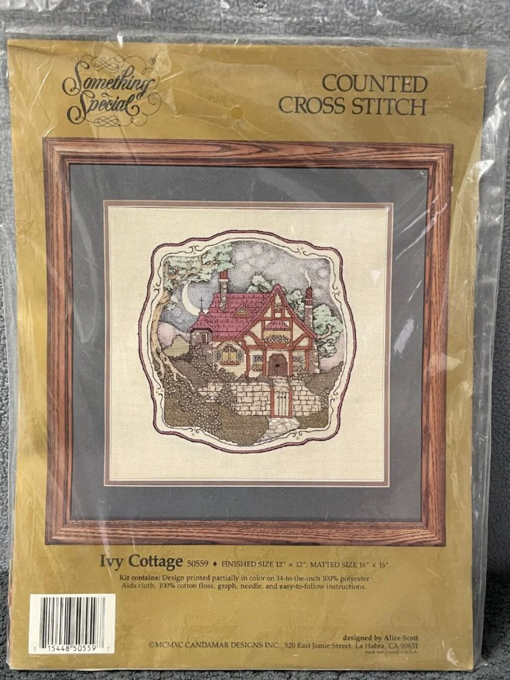 Candamar Needlepoint Kit 50559 Ivy Cottage 12x12 Inch Cross Stitch Alice Scott